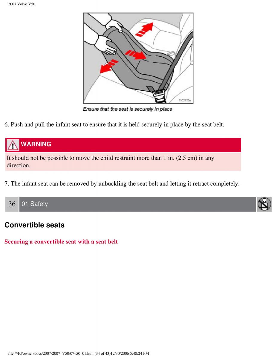 Volvo V50 owners manual / page 41