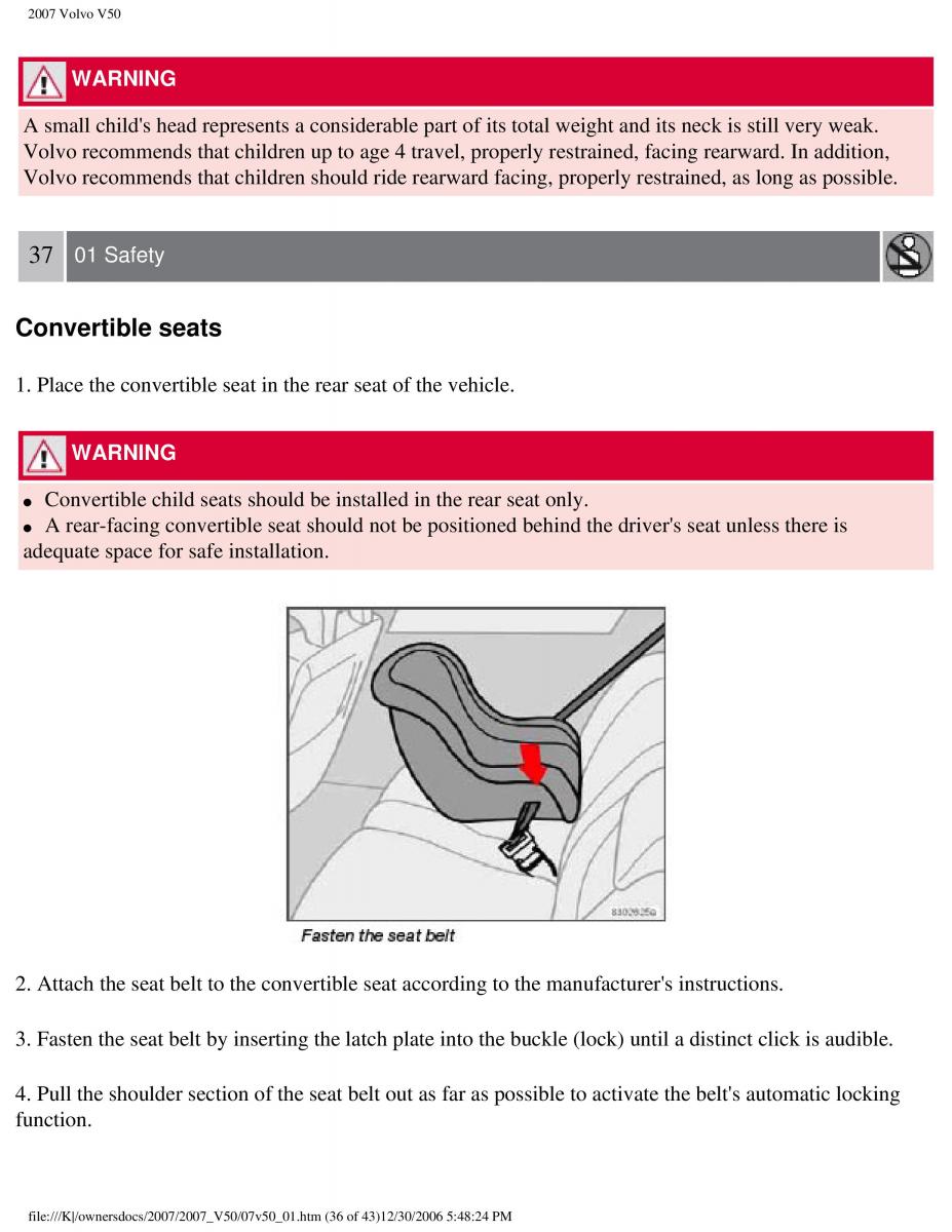 Volvo V50 owners manual / page 43