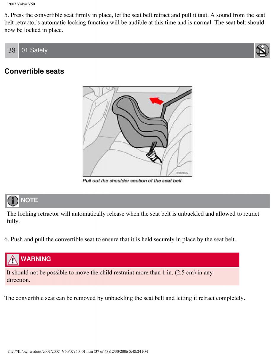 Volvo V50 owners manual / page 44