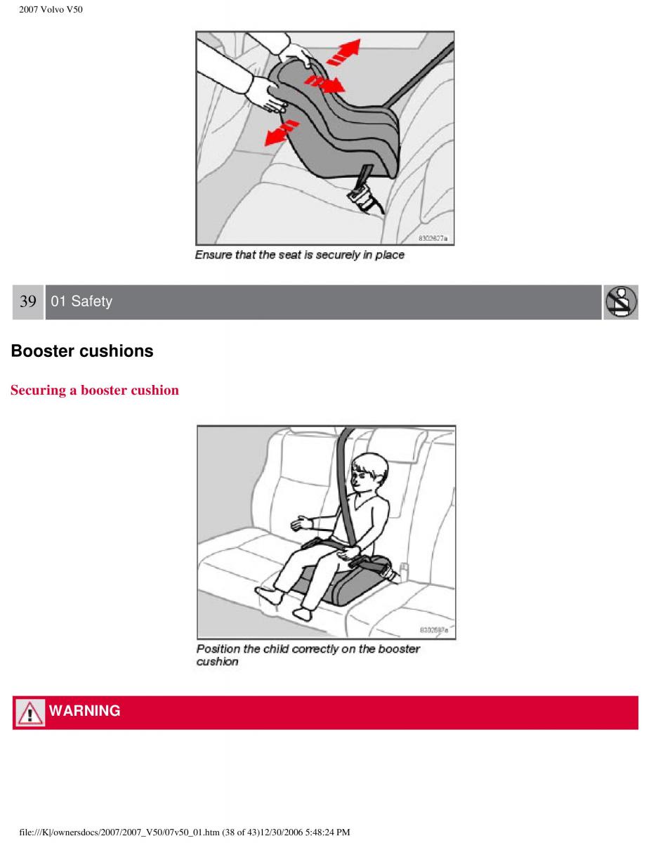 Volvo V50 owners manual / page 45