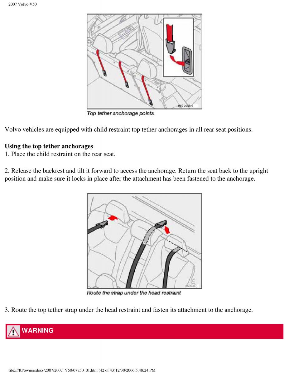 Volvo V50 owners manual / page 49