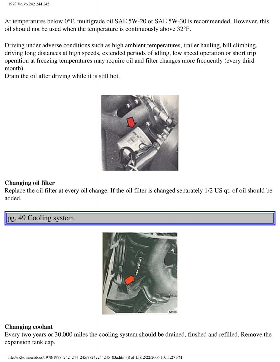 Volvo 242 244 245 owners manual / page 55