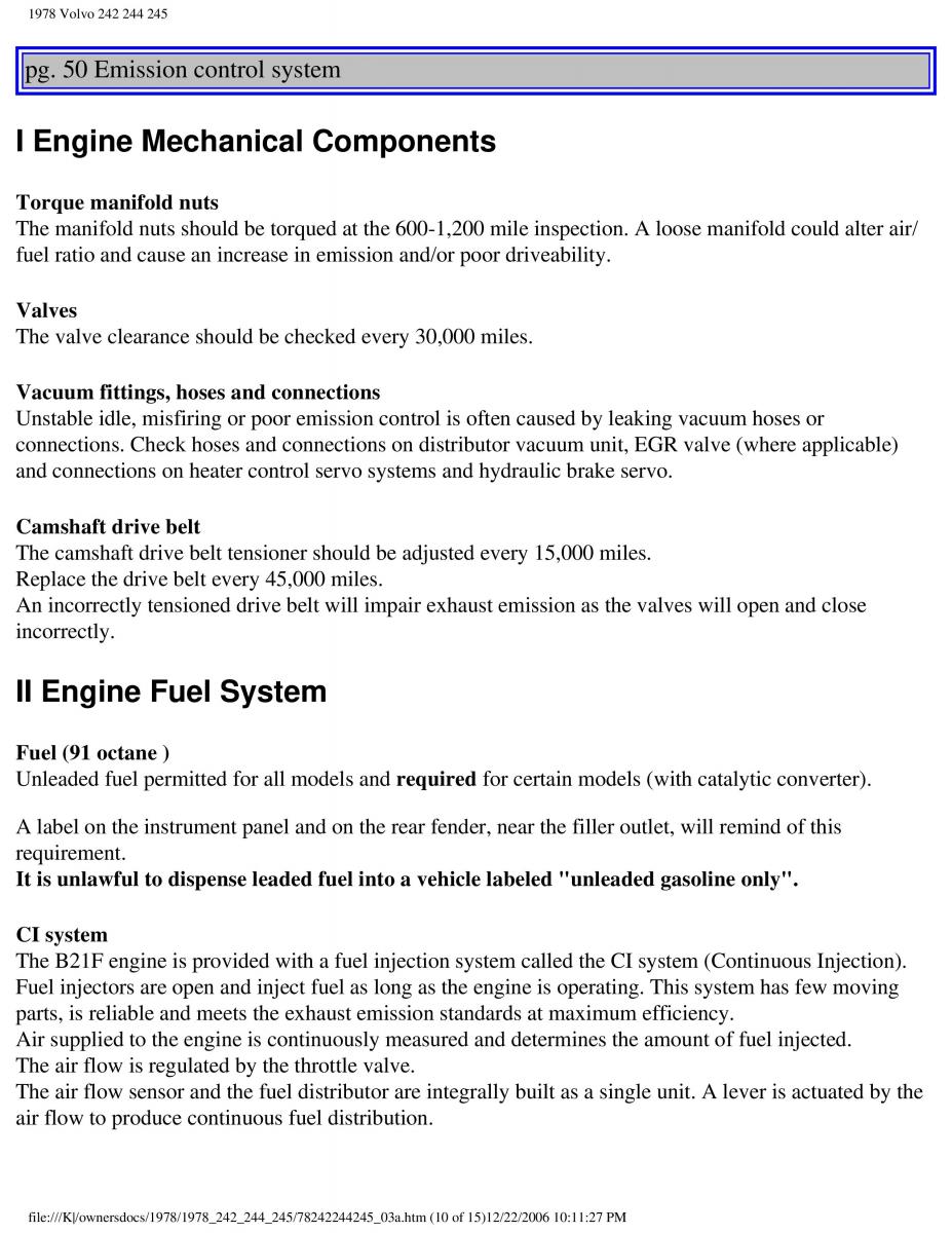 Volvo 242 244 245 owners manual / page 57