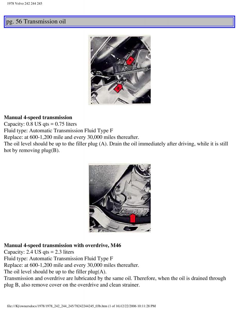 Volvo 242 244 245 owners manual / page 63