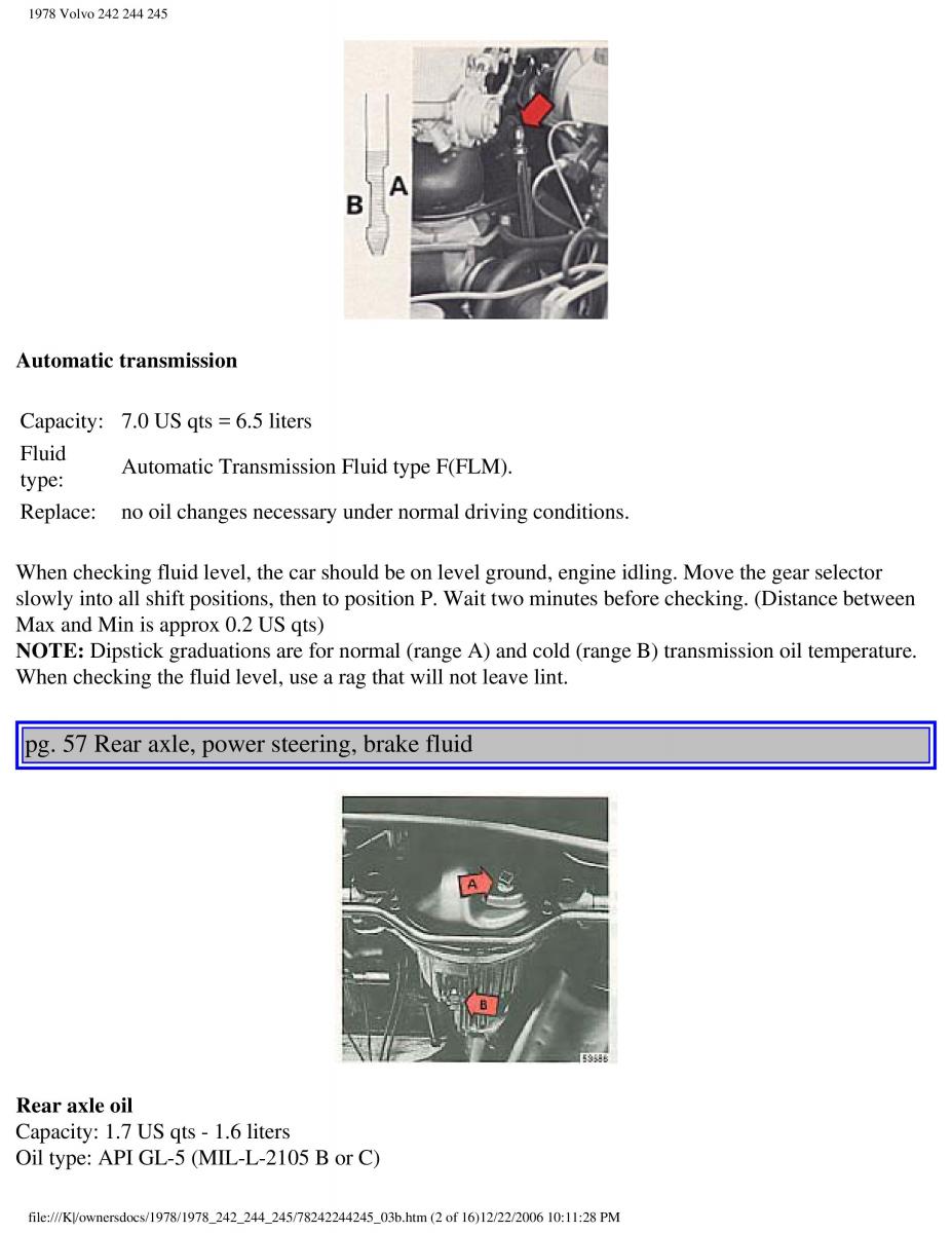 Volvo 242 244 245 owners manual / page 64