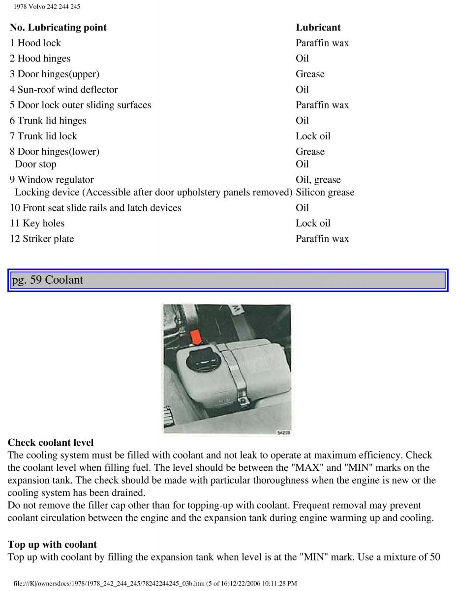 Volvo 242 244 245 owners manual / page 67