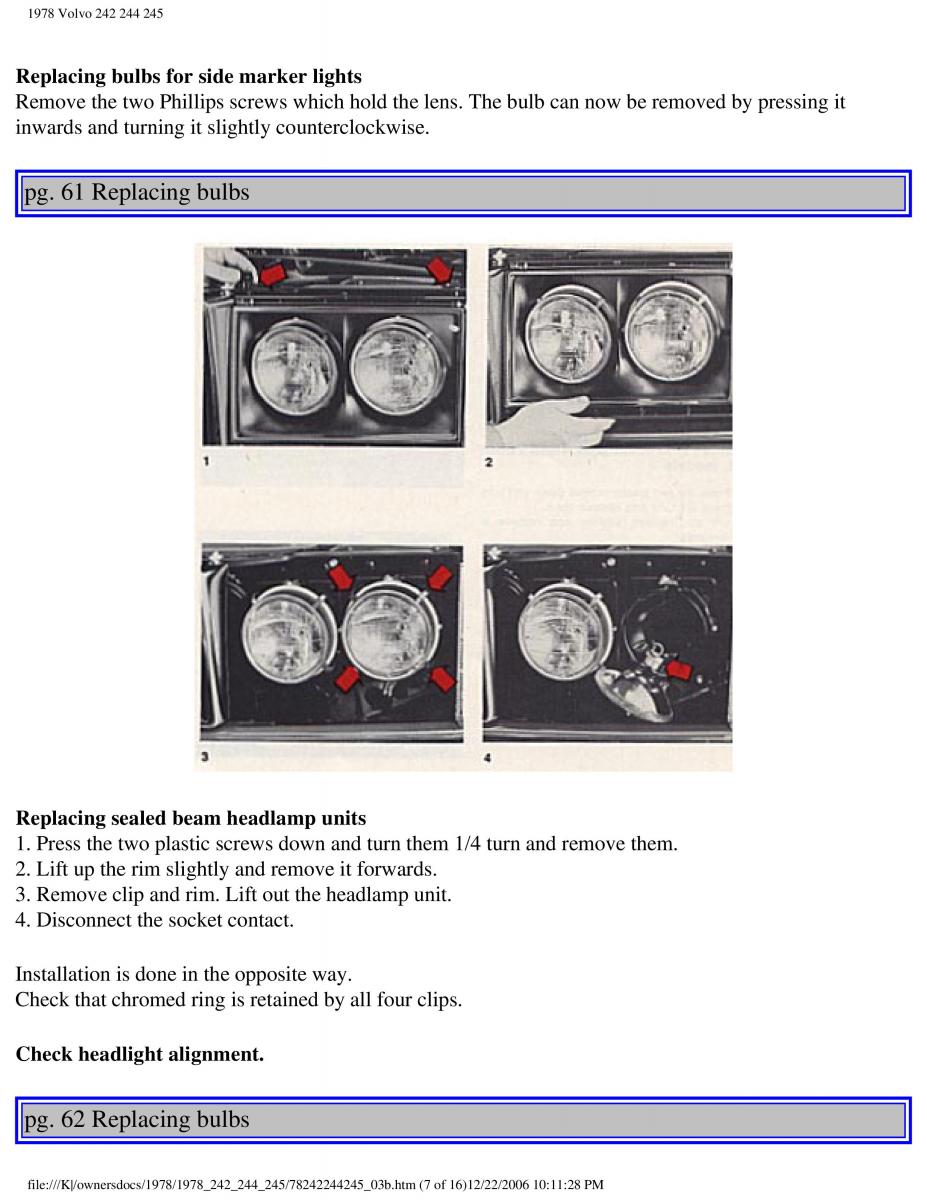 Volvo 242 244 245 owners manual / page 69