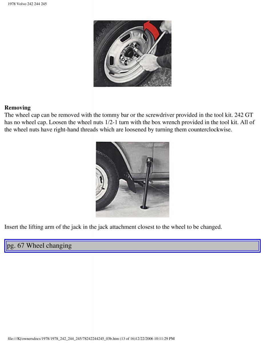 Volvo 242 244 245 owners manual / page 75