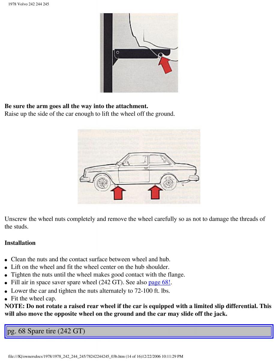 Volvo 242 244 245 owners manual / page 76