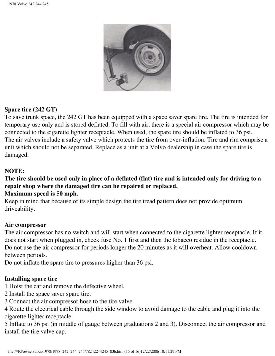 Volvo 242 244 245 owners manual / page 77