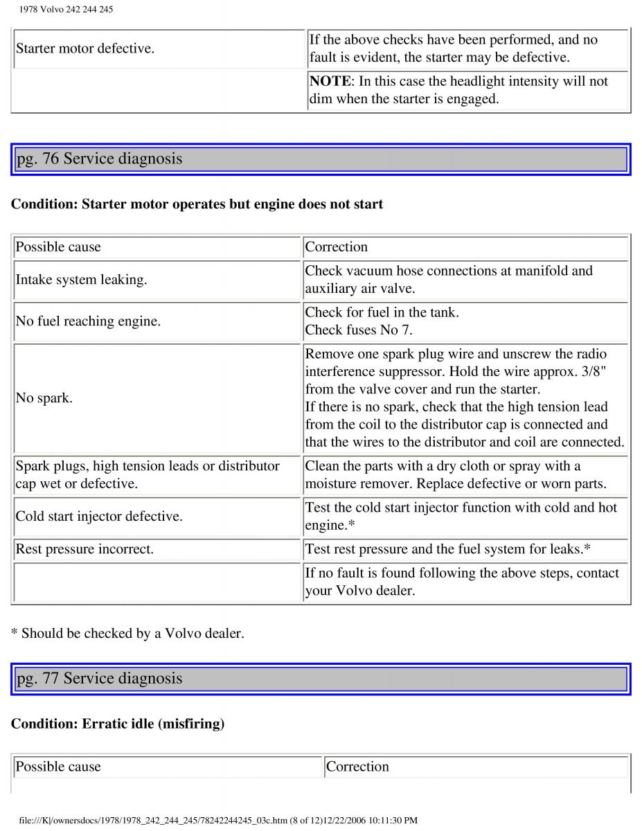 Volvo 242 244 245 owners manual / page 86