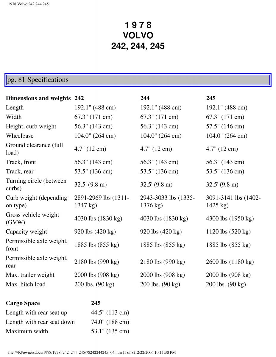 Volvo 242 244 245 owners manual / page 91