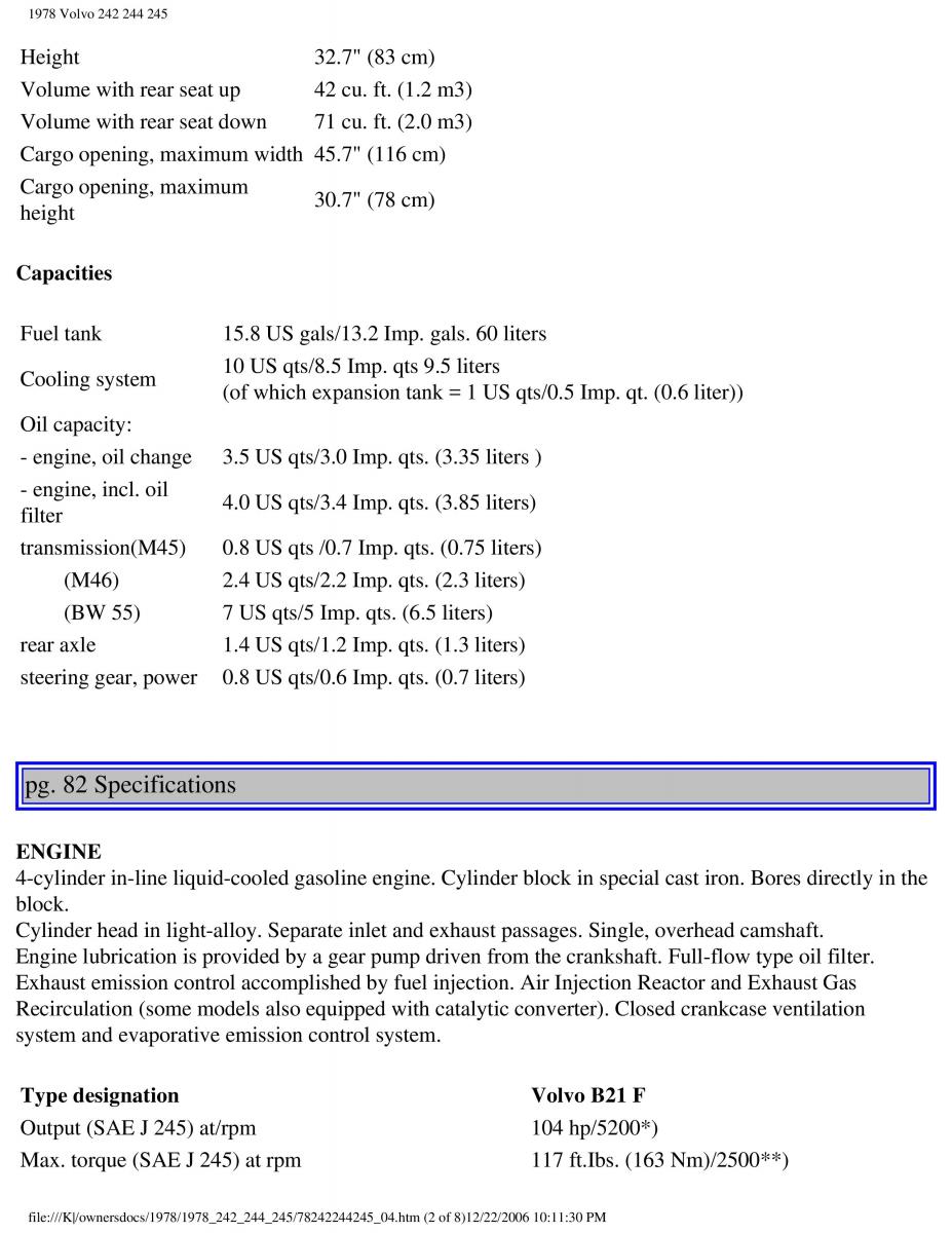 Volvo 242 244 245 owners manual / page 92