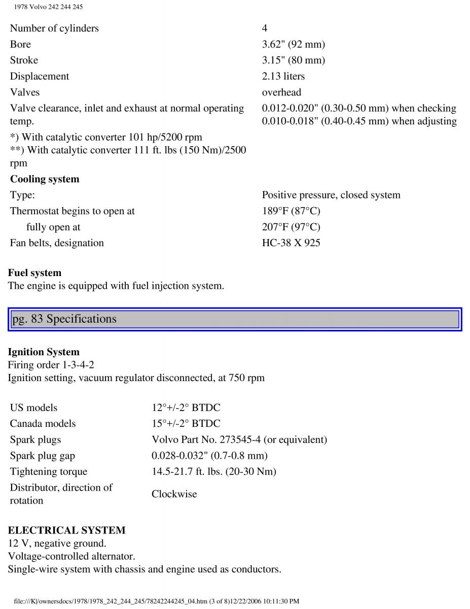 Volvo 242 244 245 owners manual / page 93