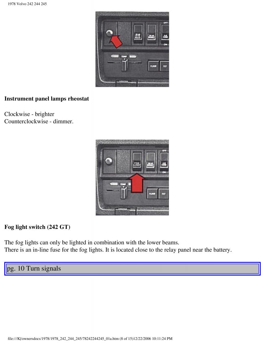 Volvo 242 244 245 owners manual / page 12