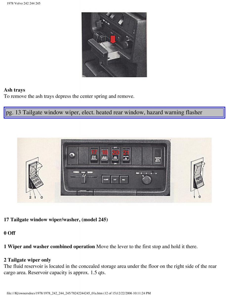 Volvo 242 244 245 owners manual / page 16