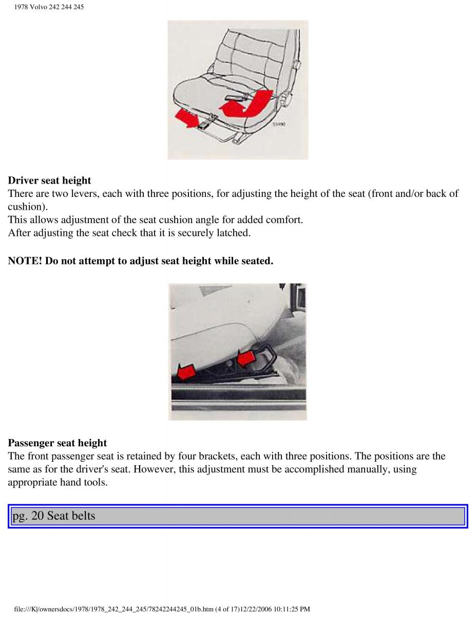 Volvo 242 244 245 owners manual / page 23