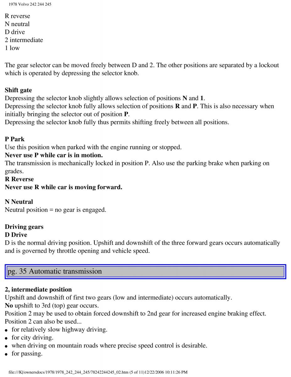 Volvo 242 244 245 owners manual / page 41