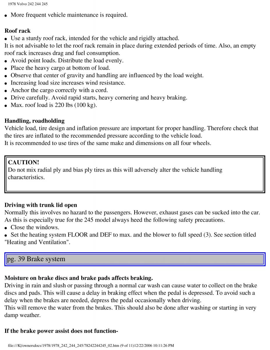 Volvo 242 244 245 owners manual / page 45