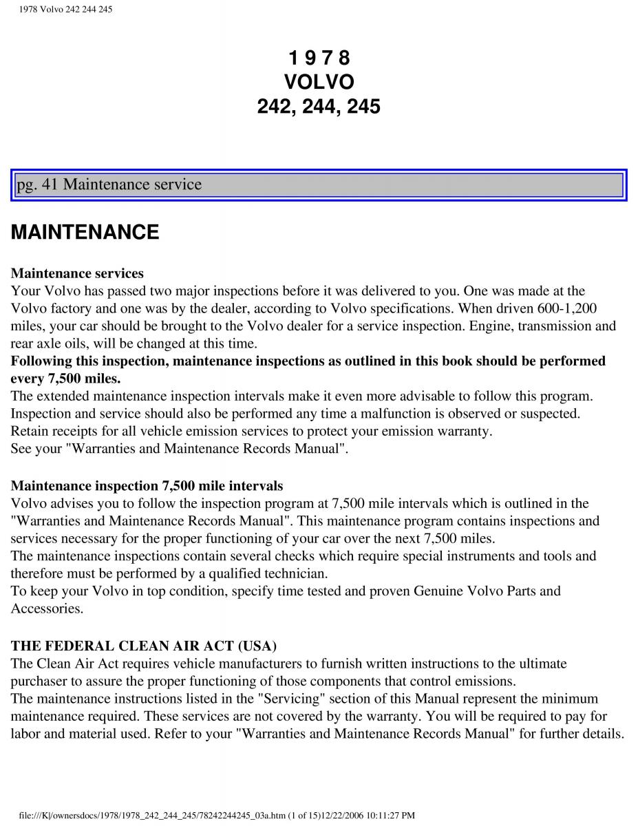 Volvo 242 244 245 owners manual / page 48