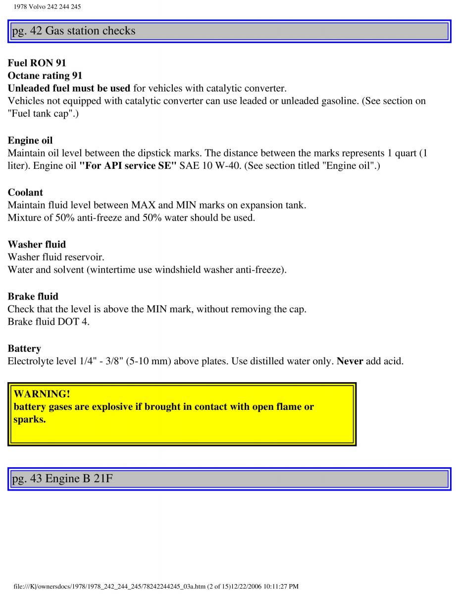 Volvo 242 244 245 owners manual / page 49