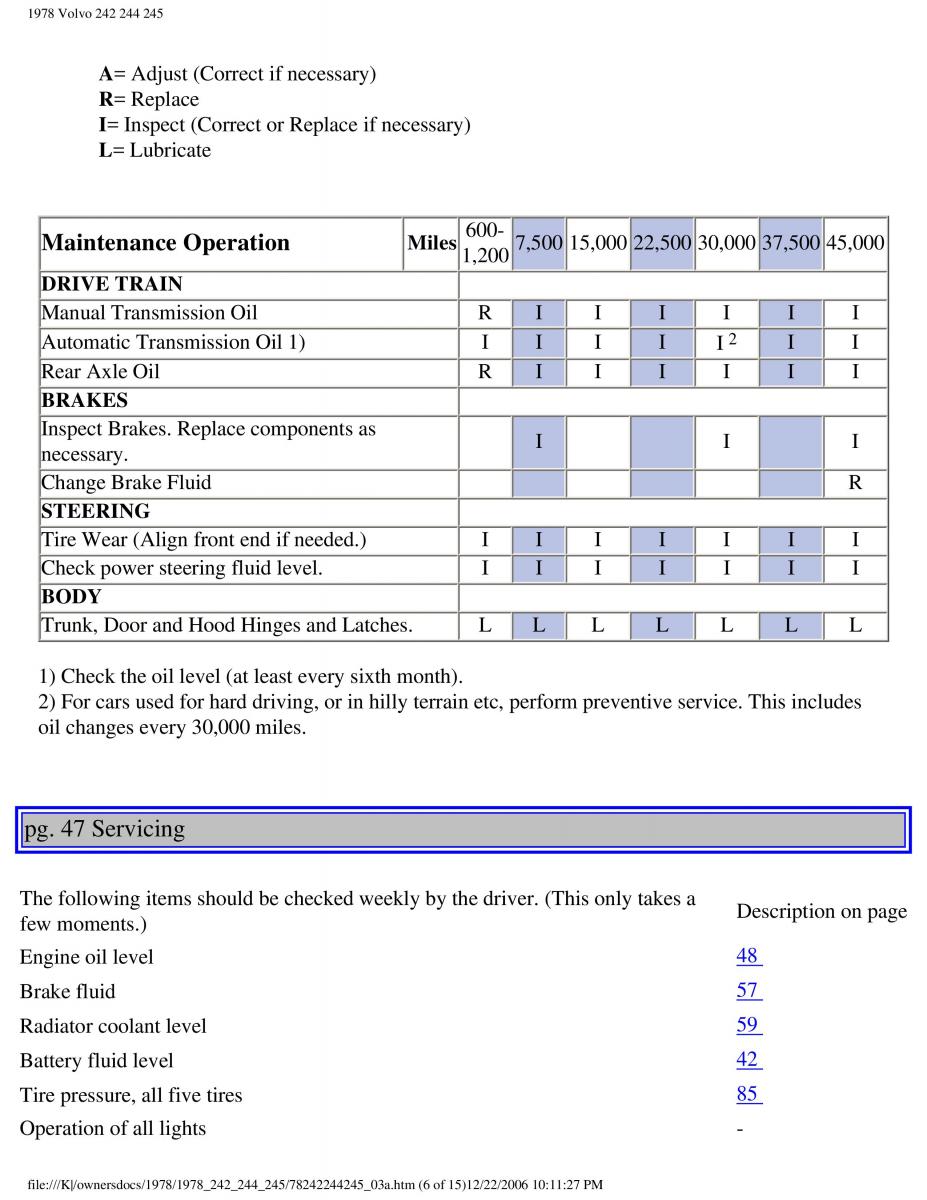 Volvo 242 244 245 owners manual / page 53