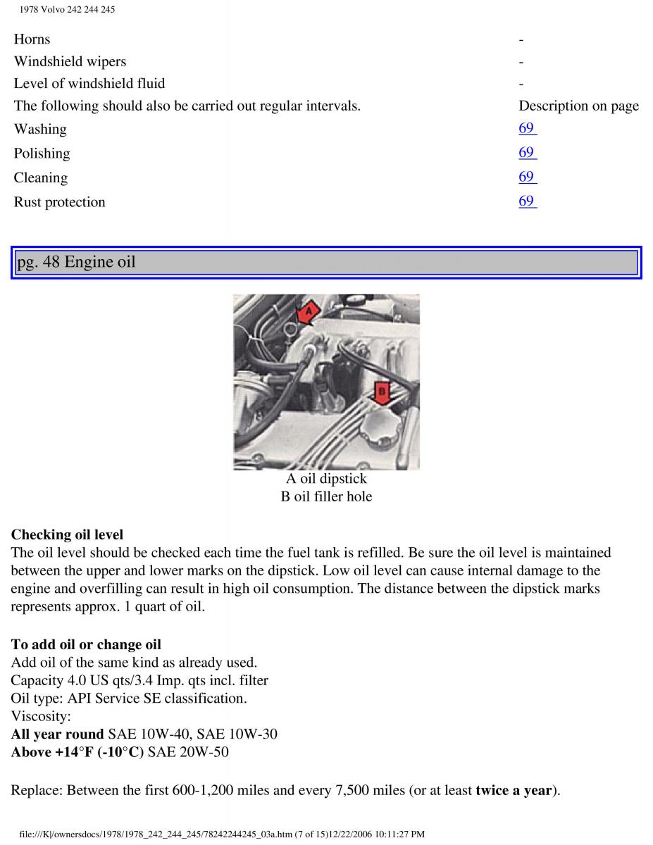 Volvo 242 244 245 owners manual / page 54