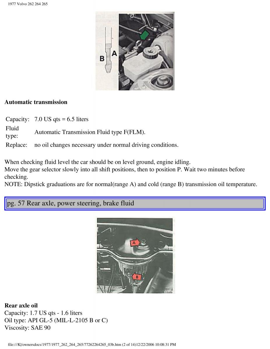 Volvo 262 264 265 owners manual / page 62