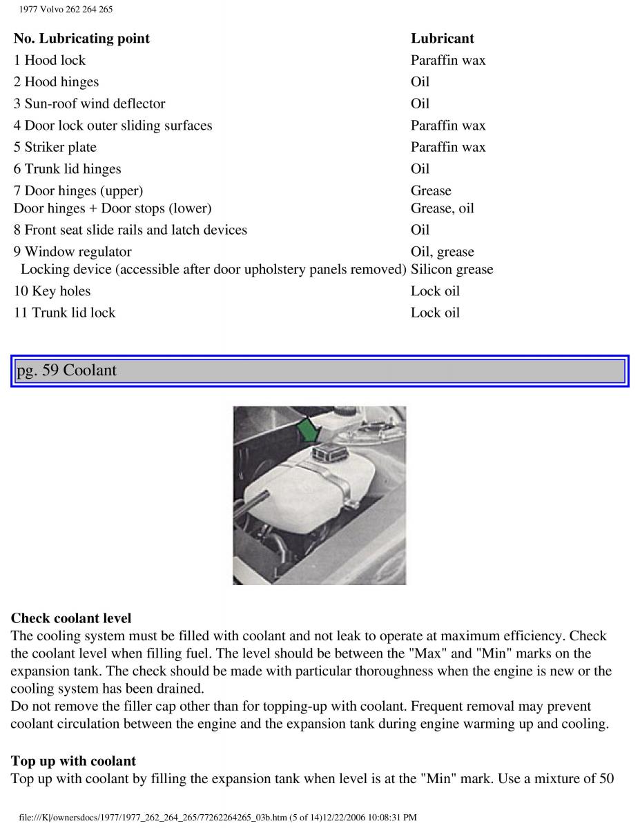 Volvo 262 264 265 owners manual / page 65