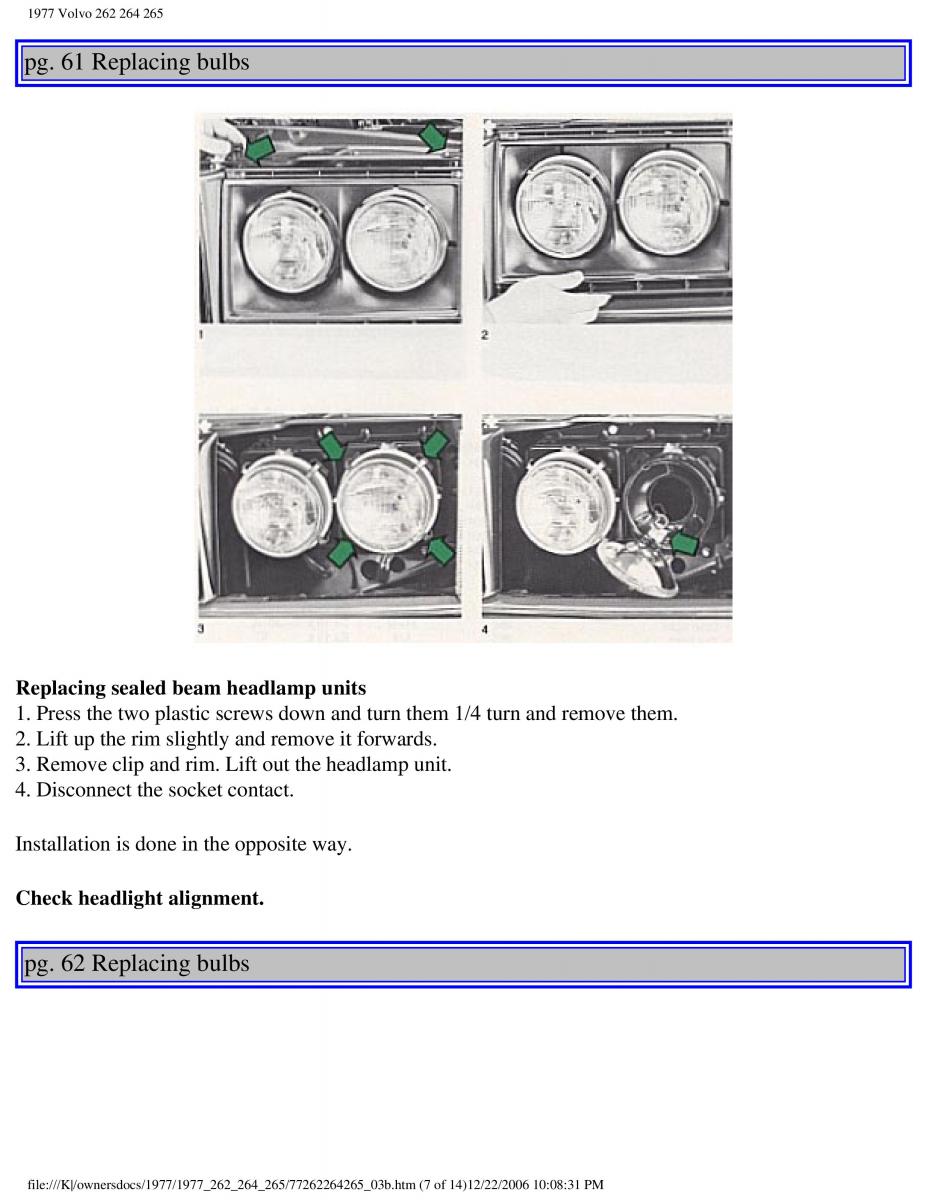 Volvo 262 264 265 owners manual / page 67