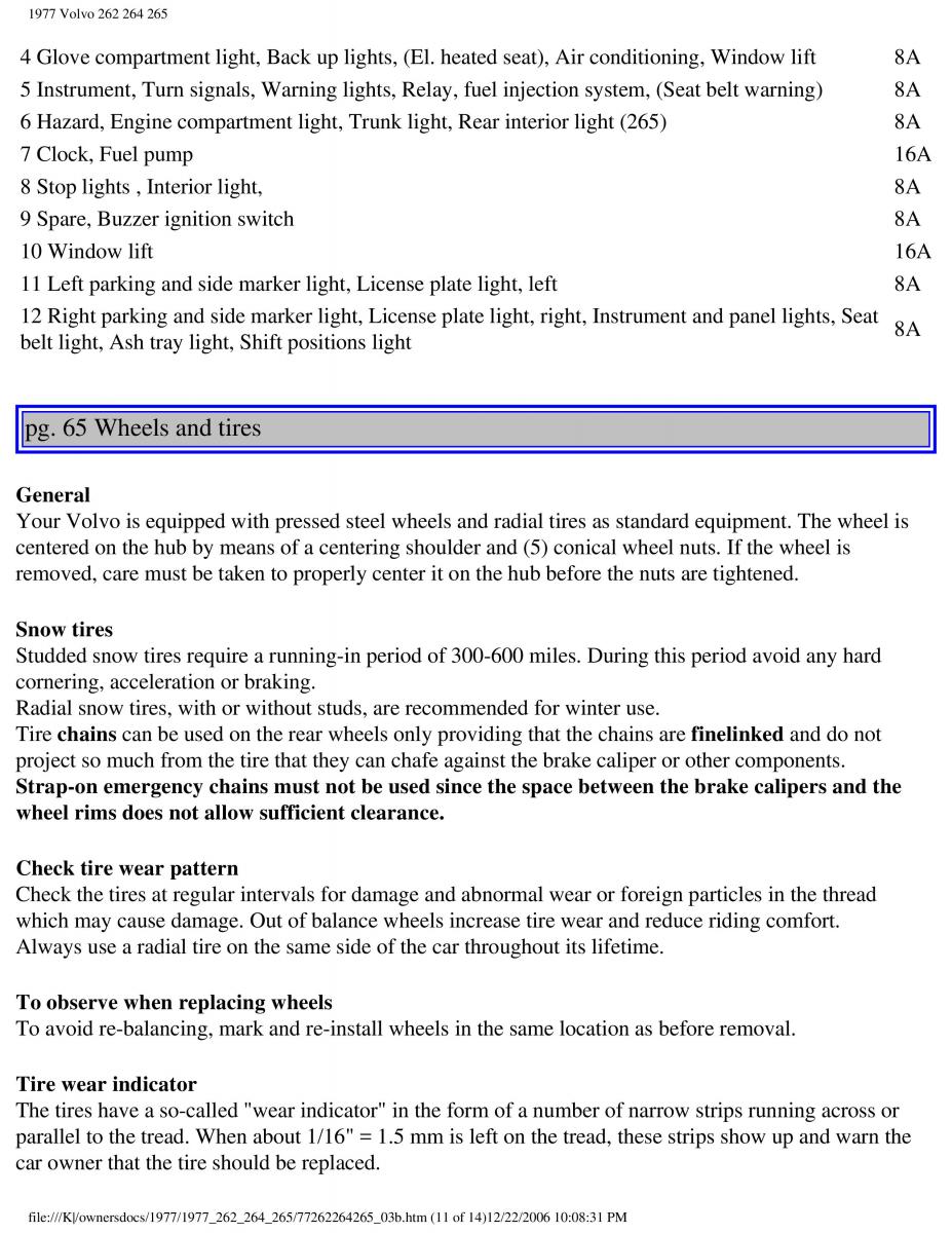 Volvo 262 264 265 owners manual / page 71