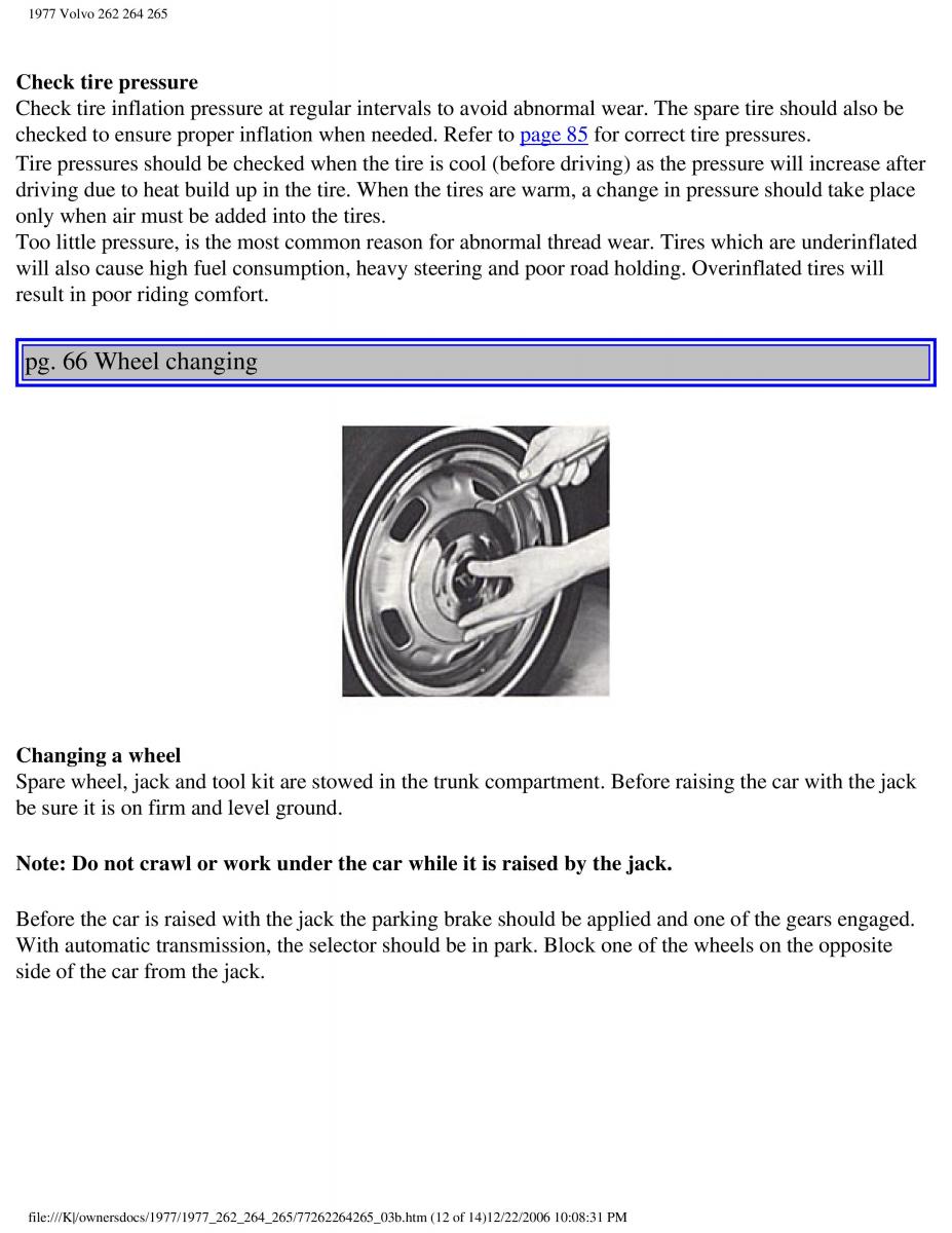 Volvo 262 264 265 owners manual / page 72