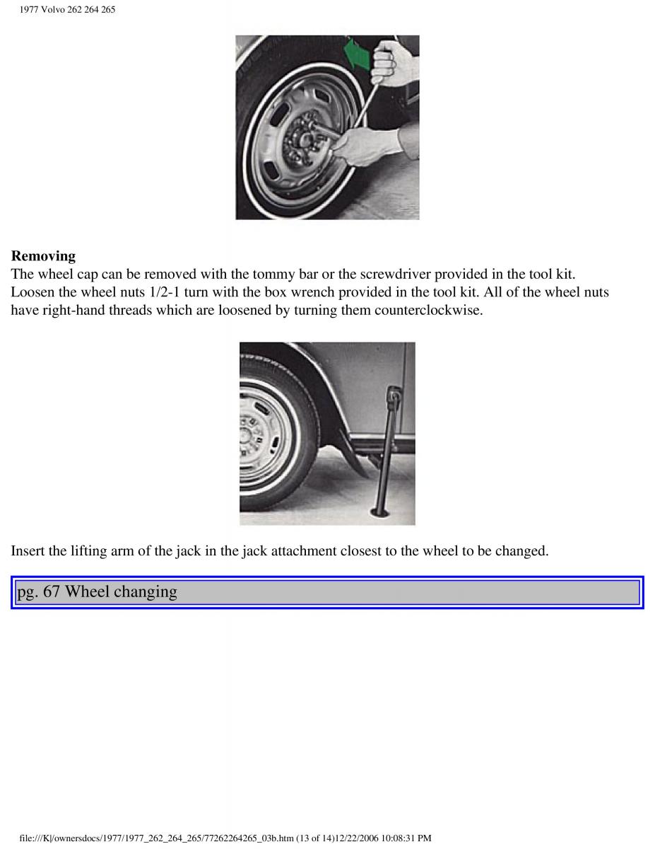 Volvo 262 264 265 owners manual / page 73