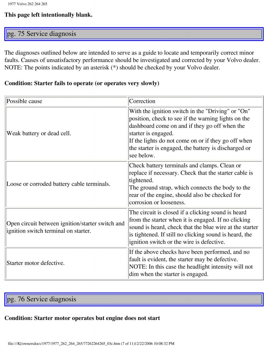 Volvo 262 264 265 owners manual / page 81