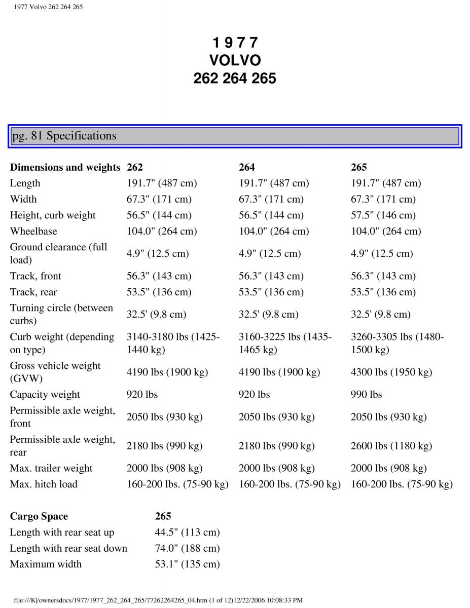 Volvo 262 264 265 owners manual / page 86