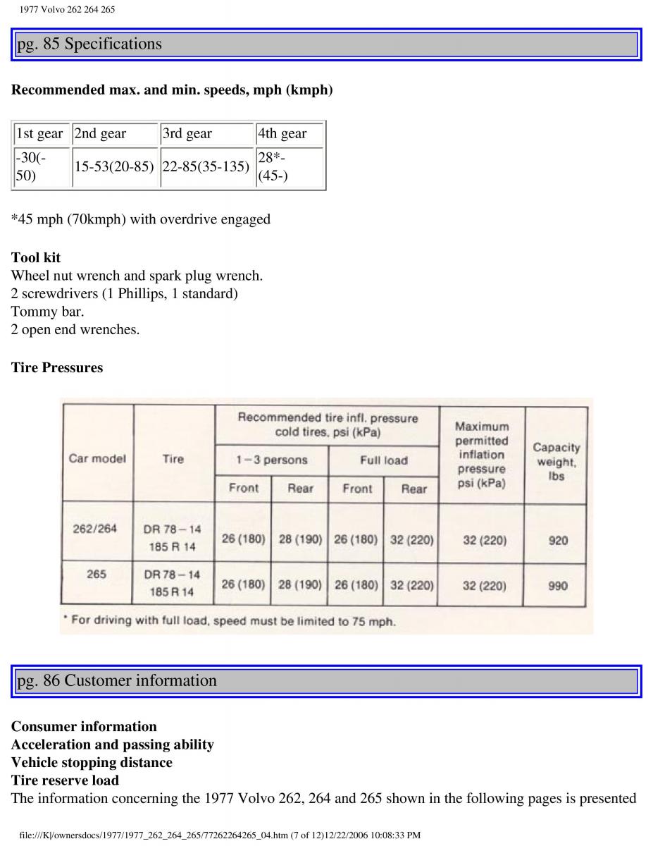 Volvo 262 264 265 owners manual / page 92