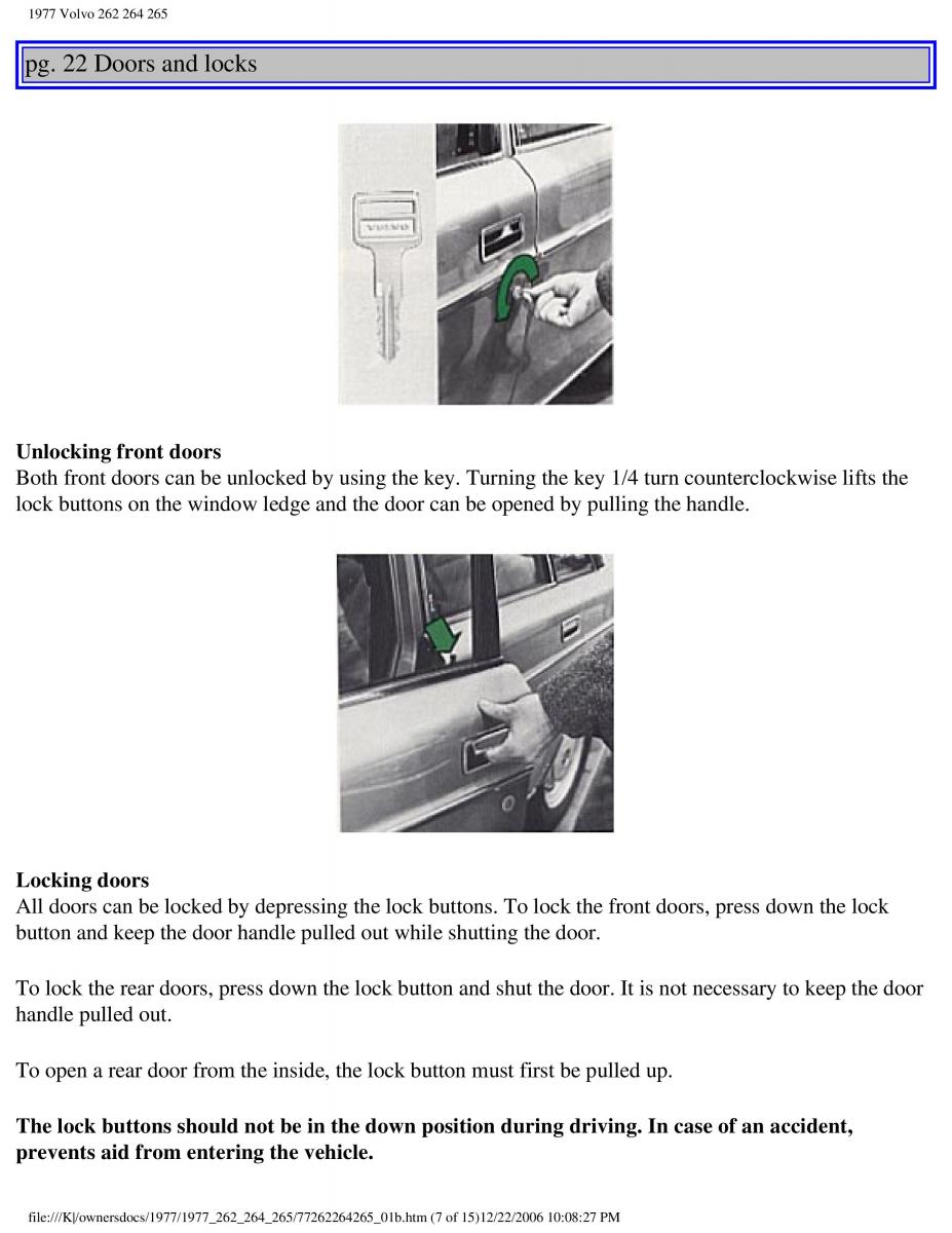 Volvo 262 264 265 owners manual / page 25