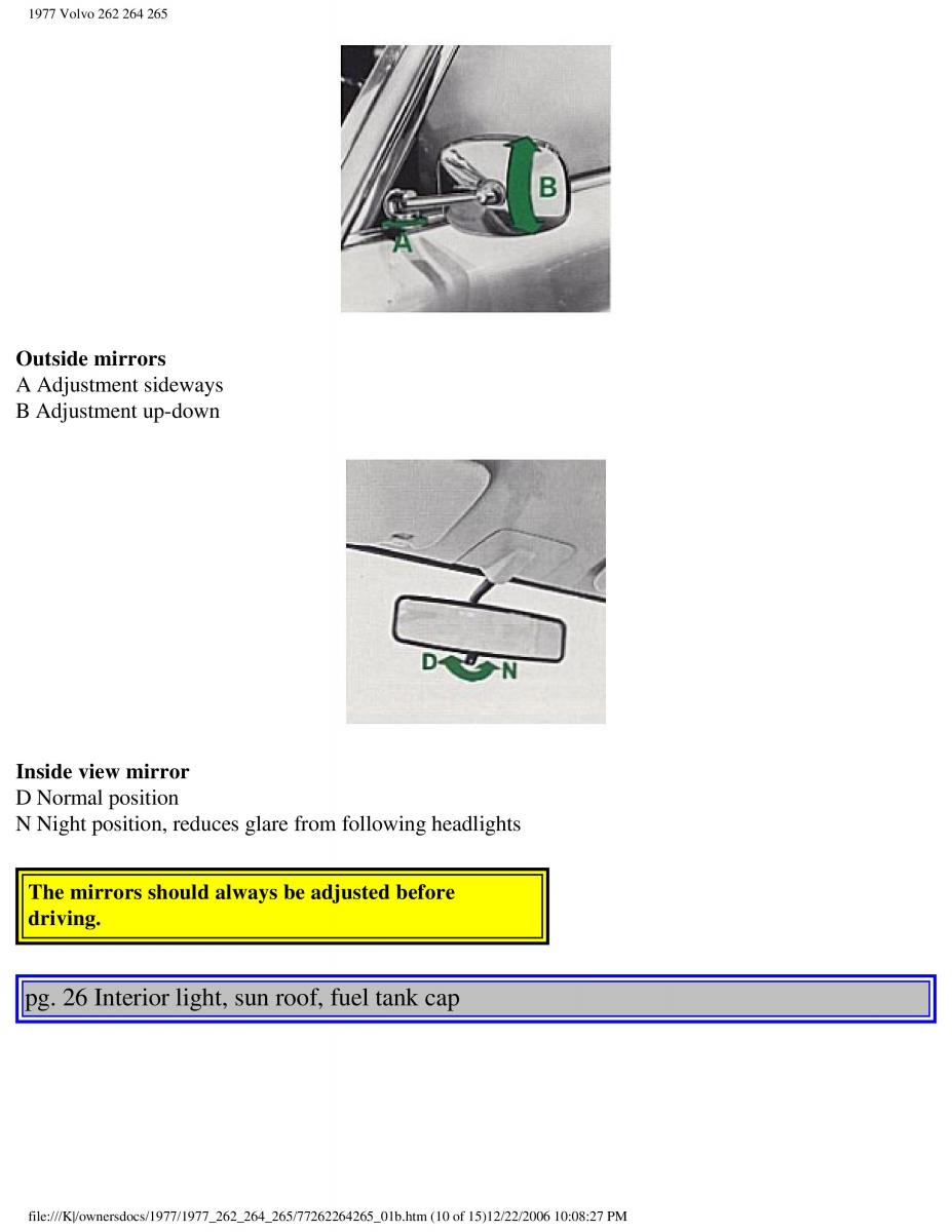 Volvo 262 264 265 owners manual / page 28