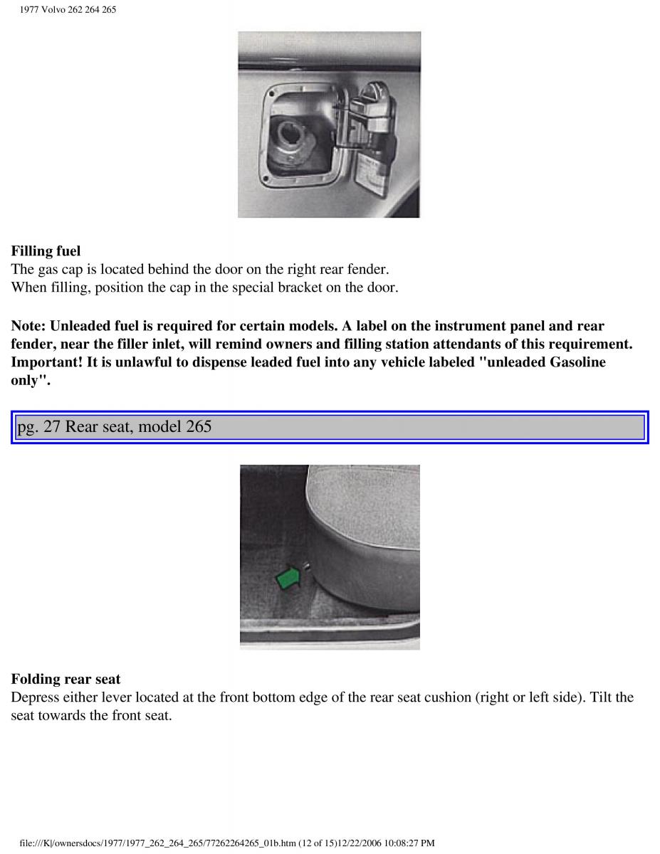 Volvo 262 264 265 owners manual / page 30