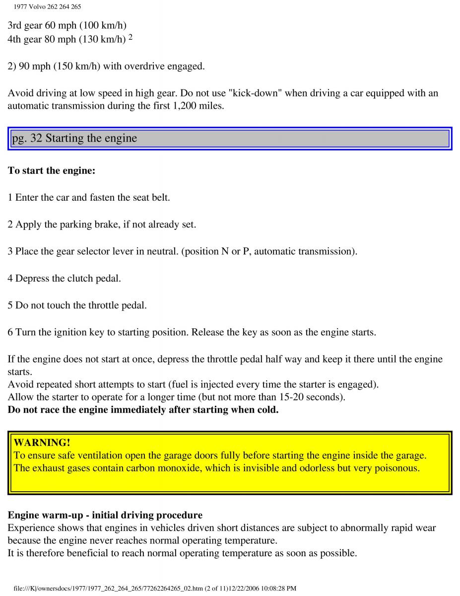 Volvo 262 264 265 owners manual / page 35