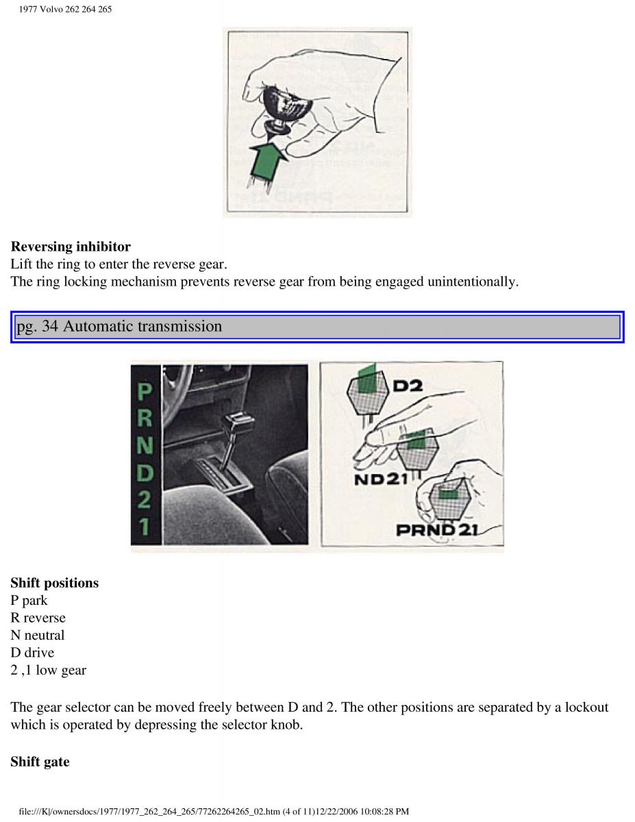 Volvo 262 264 265 owners manual / page 37