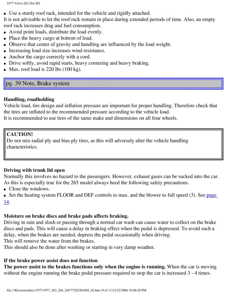 Volvo 262 264 265 owners manual / page 42