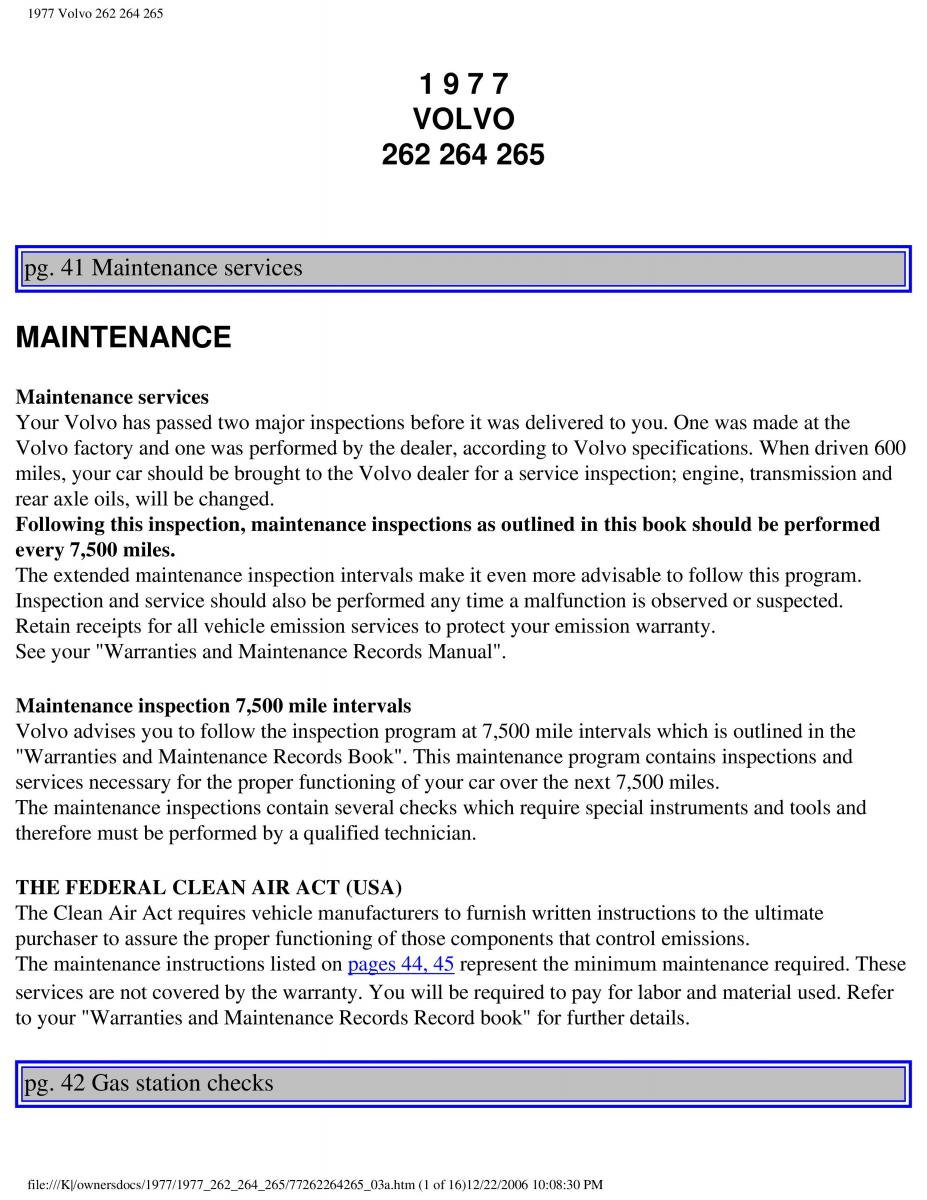 Volvo 262 264 265 owners manual / page 45