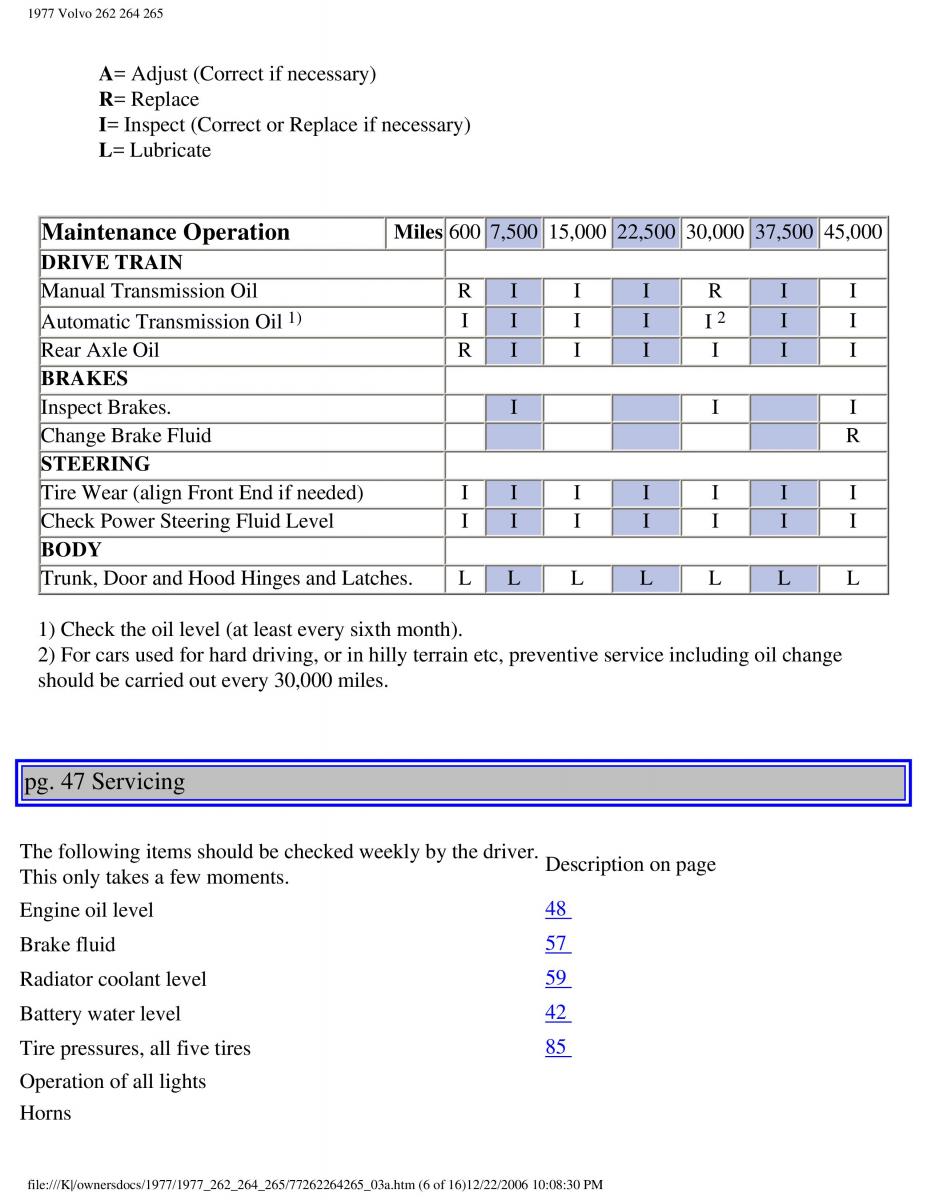 Volvo 262 264 265 owners manual / page 50