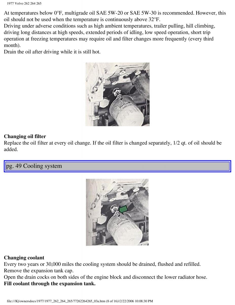 Volvo 262 264 265 owners manual / page 52