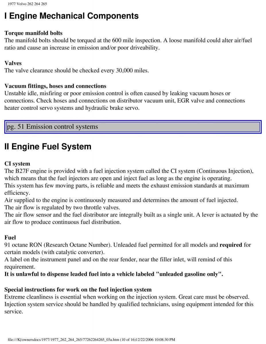 Volvo 262 264 265 owners manual / page 54