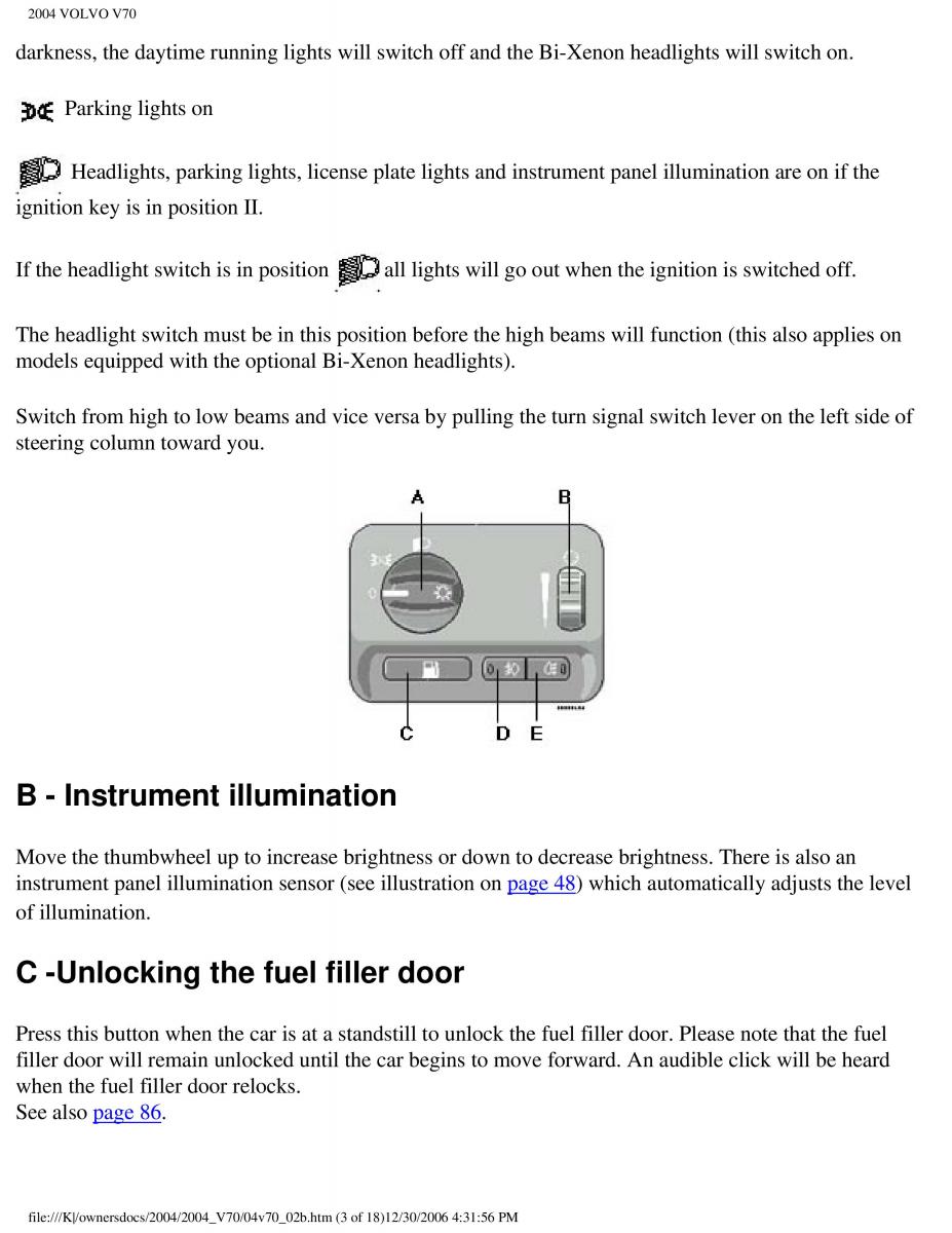 manual  Volvo V70 II 2 owners manual / page 55