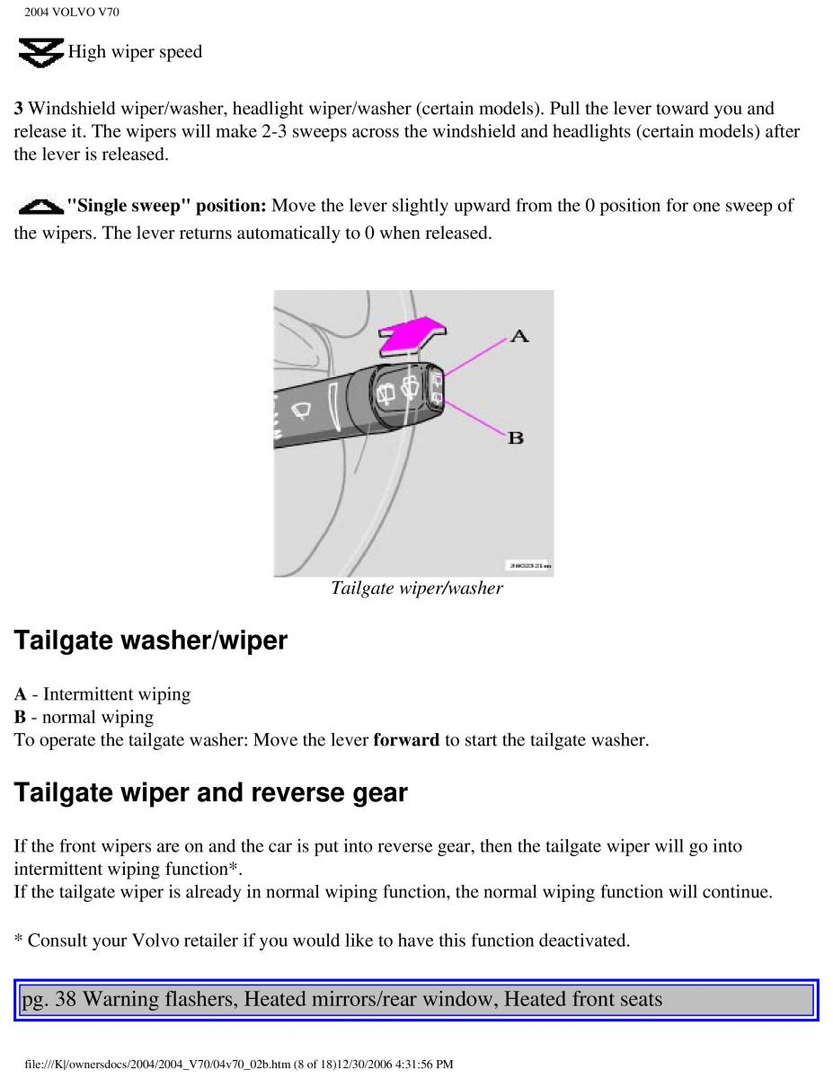 manual  Volvo V70 II 2 owners manual / page 60