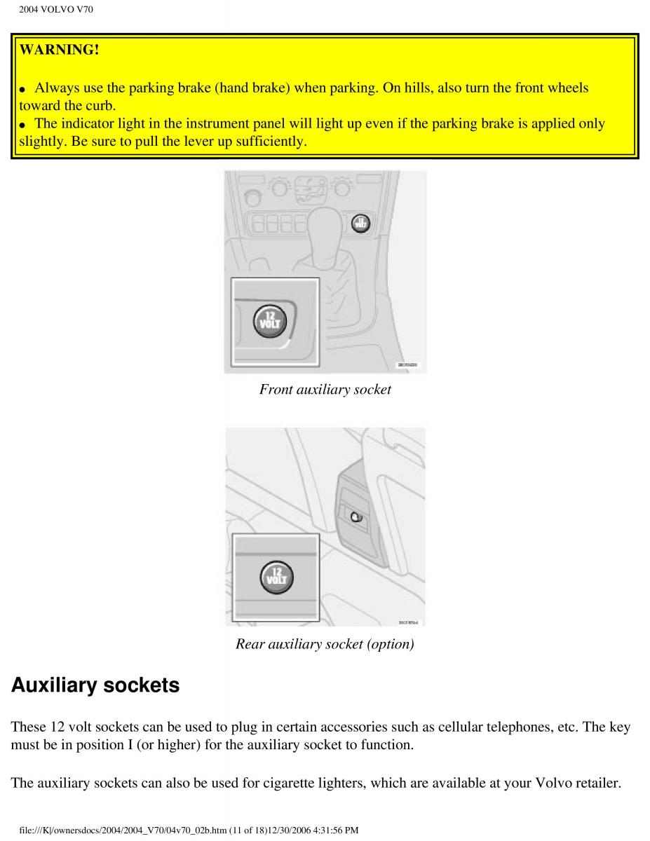 manual  Volvo V70 II 2 owners manual / page 63