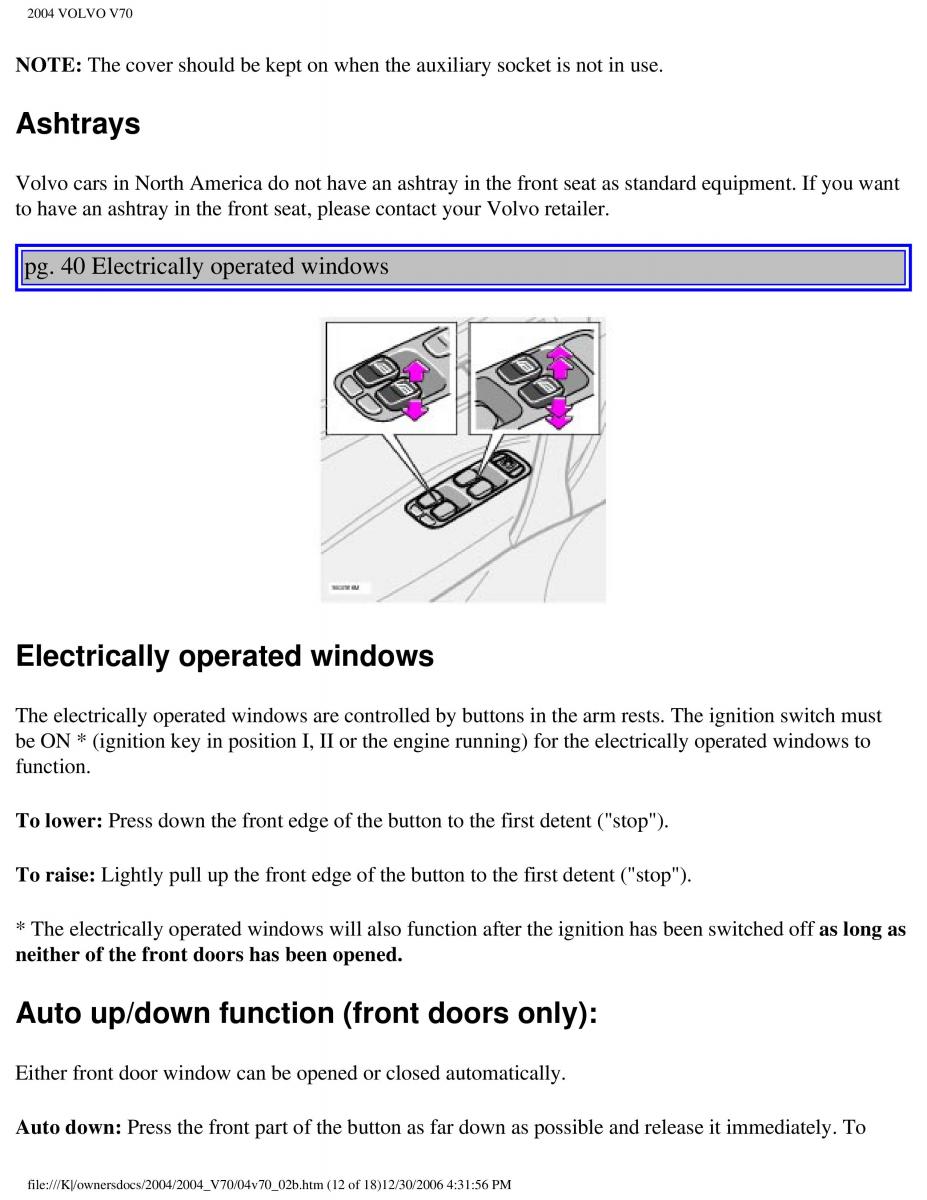 manual  Volvo V70 II 2 owners manual / page 64